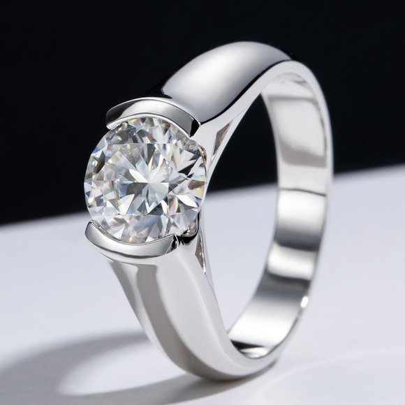 Certified 2 ct. t.w. Moissanite Diamond Engagement Ring NEW - Picture 1 of 16